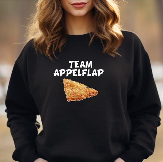 Uniseks sweater Team appelflap- zwarte sweater maat M