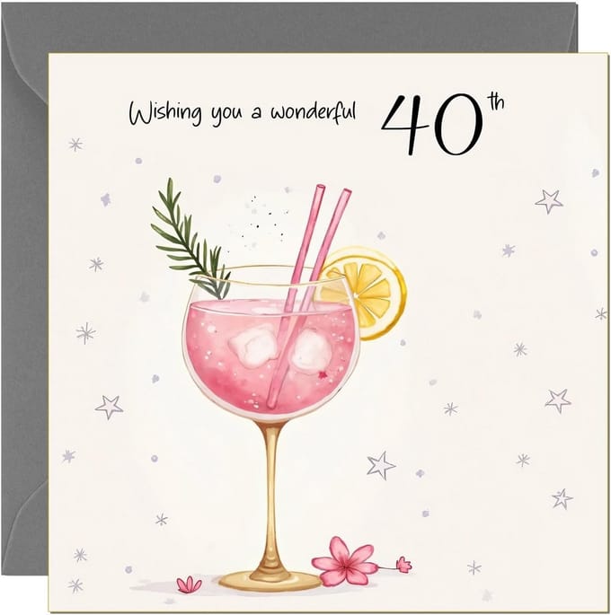 Verjaardagskaart 40 jaar voor haar met Gin Thema