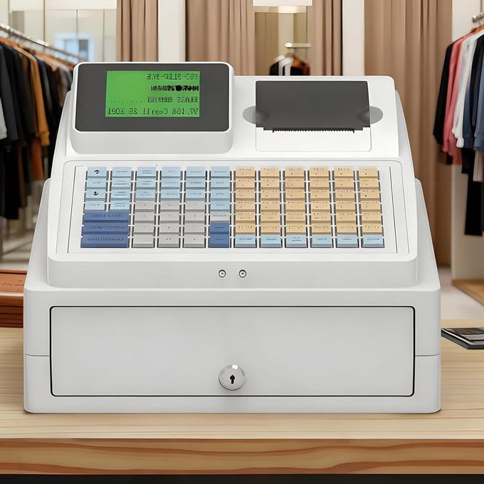 Kassasysteem - Kassabonprinter Electronic Checkout - Winkeladministratie - 81 Kleurgecodeerde Toetsen - 43 x 40 x 28 cm - Zwart