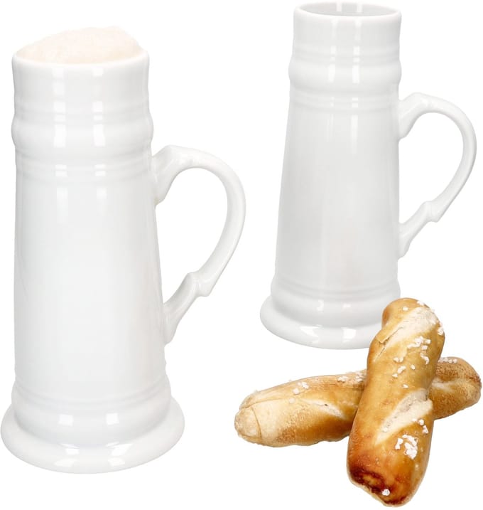Set van 2 prinselijke kannen met handvat 0,5 liter conisch keramiek