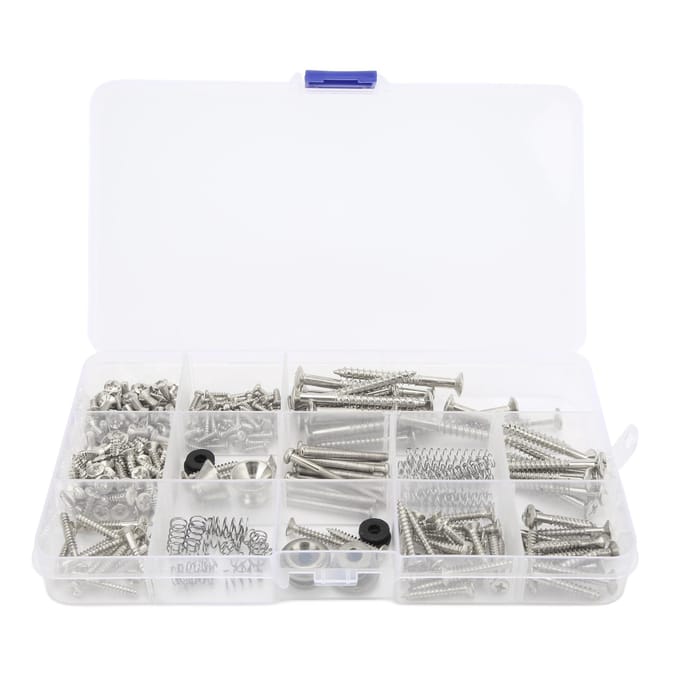 Kit de Vis pour Guitare Électrique Vis Métalliques Ressorts Attache-sangles Assortiment Ensemble Fixations de Réparation argenté