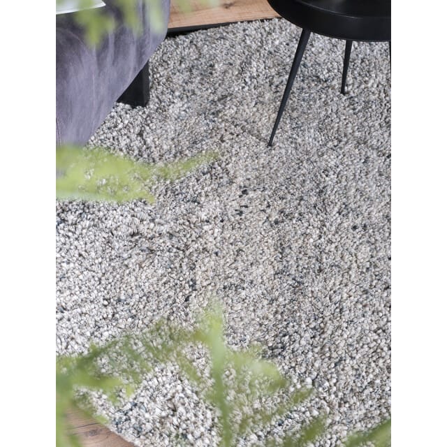 Vloerkleed Zumba Grey Rond ø160 cm - Hoogpolig Wollen Design Vloerkleed