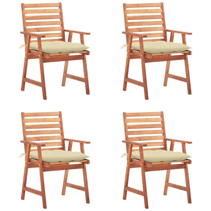 vidaXL - Tuinstoelen - 4 - st - met - kussens - massief - acaciahout