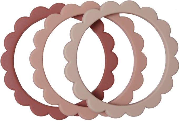 Mushie Bloemen Bijtring / Armband Blush 3 Stuks