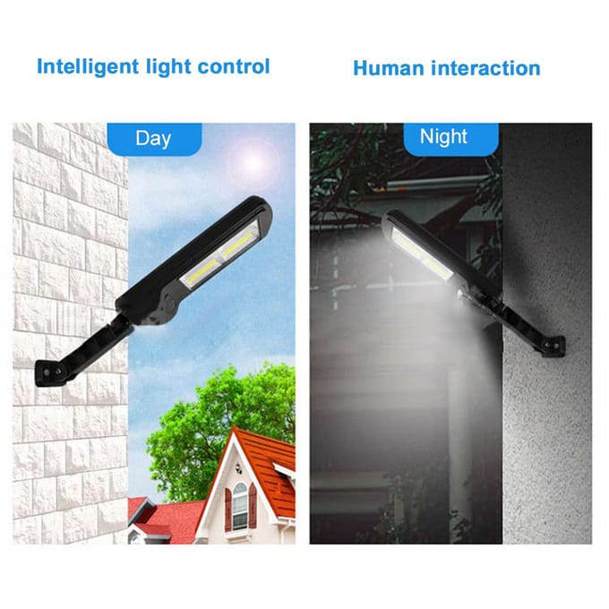 Zonne-straatwandlamp buiten IP65 Waterdicht 6000K Schemering tot zonsopgang Led-buitenverlichting met zwart