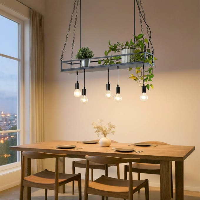 Lindby - hanglamp - 5lichts - ijzer - H: 15 cm - E27 - zwart