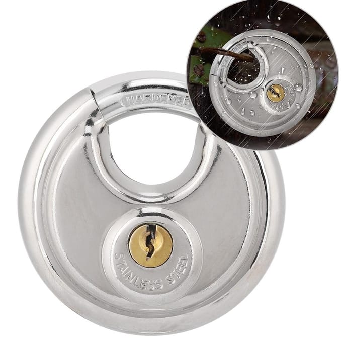 Cadenas à clé rond en acier inoxydable pour extérieur, entrepôt, clôtures, serrures de placard white