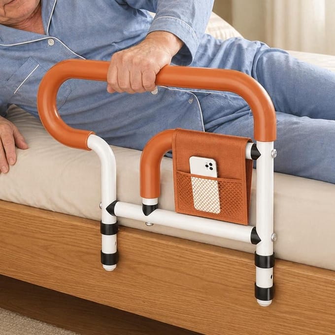 Opstahulp Bed - Bedhek Inklapbaar - Veilig Opstaan - Extra Brede Basis - 3 Hoogtes Verstelbaar - Oranje