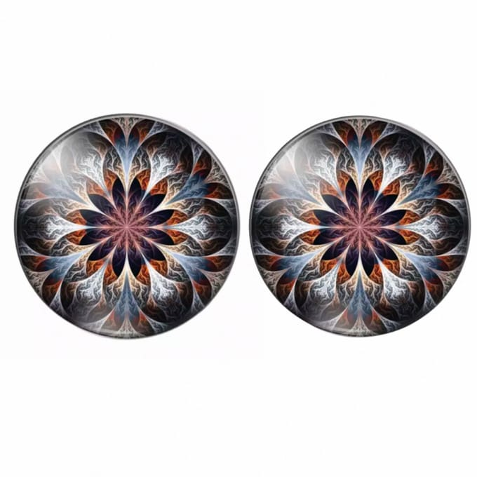 Clip oorbellen bloemmotief 2 cm bruin