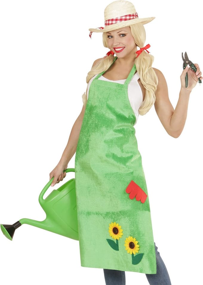 Schort tuinman met bloemen groen