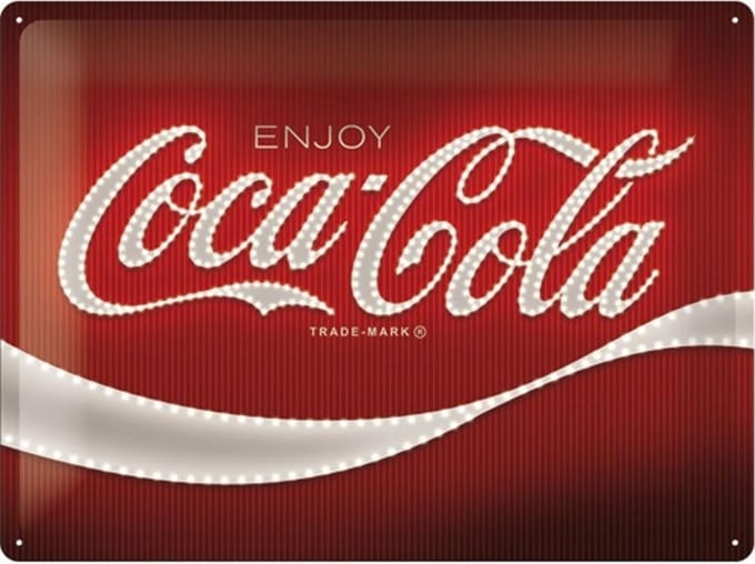 Coca-Cola Logo Red Lights - Metalen Wandplaat