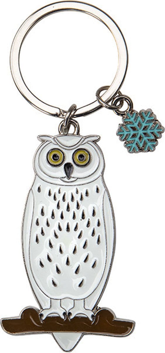 Nature Planet Uil Sleutelhanger - wit - metaal - 5 cm - dier - cadeau