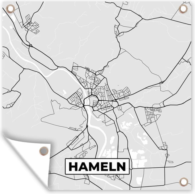 Tuindoek Plattegrond - Duitsland - Hameln - Stadskaart - Kaart - 100x100 cm