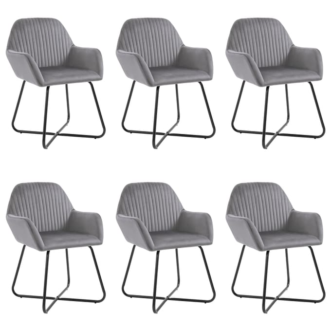 vidaXL - Eetkamerstoelen - 6 - st - fluweel - grijs