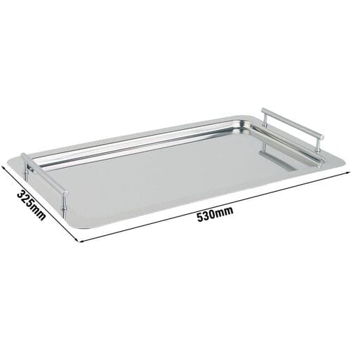 GGM Gastro (6 Stück) System Tablett - Edelstahl - GN 1/1 - Höhe: 48mm - mit Griffen