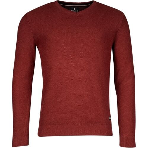 Baileys Trui V-Neck Cotton Structure Knit Deep Red / male