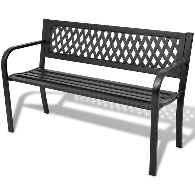vidaXL - Tuinbank - 118 - cm - staal - zwart