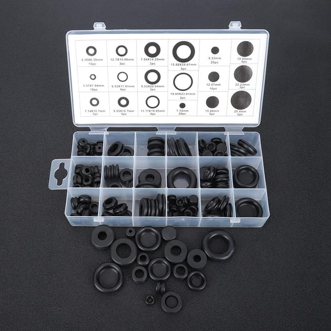 125 Stuks Rubber Doorvoertules Assortimentskit Elektrische Draad Pakking Ring Onderlegring Afdichting Assortimentsset white