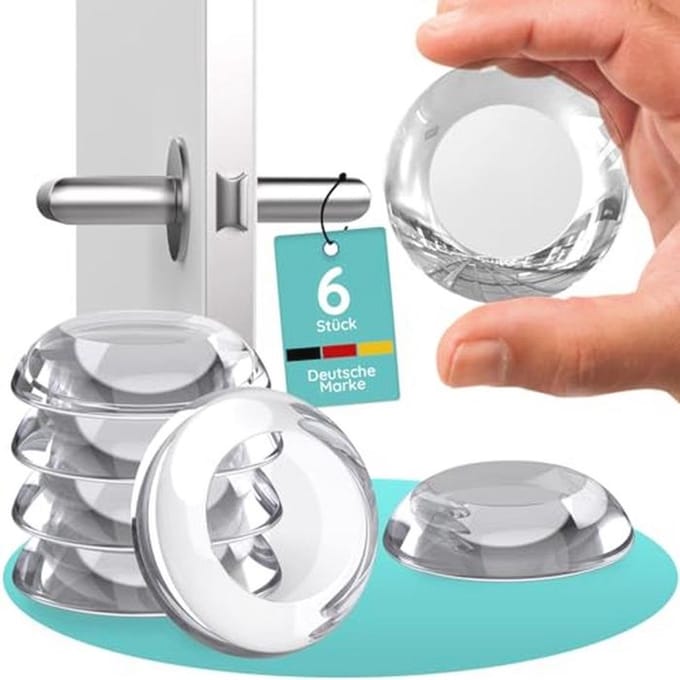 Transparante deurstopper set - zelfklevend, extra grote rubberen buffer voor deurklink- en wandbescherming - 6 stuks