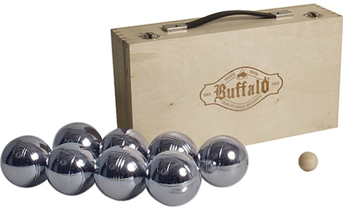 Jeu de Boules set metaal (8st.) in houten doos