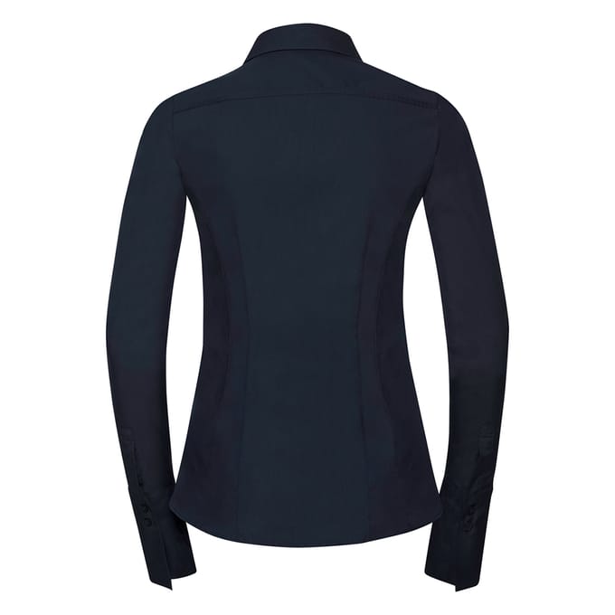 Russell Collection Dames/Dames Ultimate Stretch Slim Shirt met Lange Mouwen (Heldere marine)