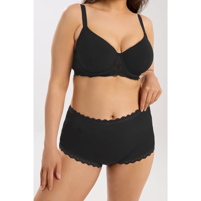 Yours Zwarte Shorts Met Kanten Rand En Hoge Taille Size 46-48