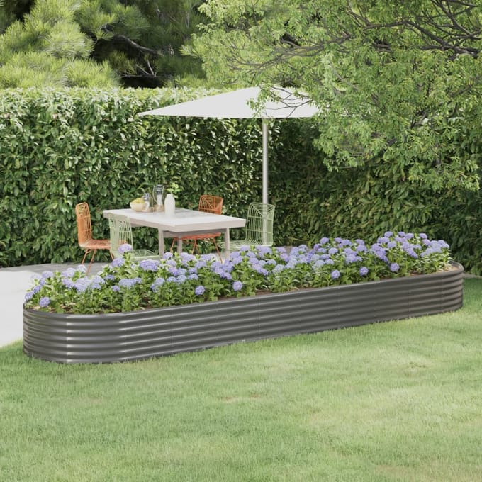 vidaXL - Plantenbak - 396x100x36 - cm - gegalvaniseerd - staal - grijs