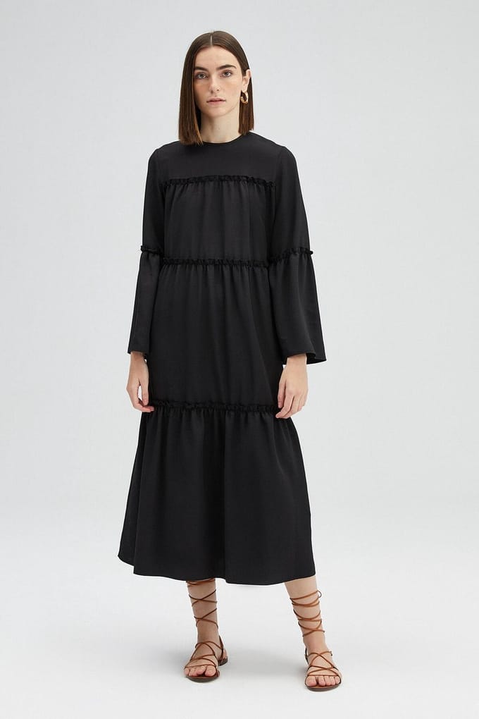 Touché Privé - Jurk met rimpel-effect - Zwart - Dames