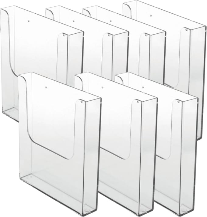 5 Pack Folderhouder voor aan de wand| folderrek A4 formaat staand | brochurehouder | folderdisplay | folderbak hangend| A4 formaat