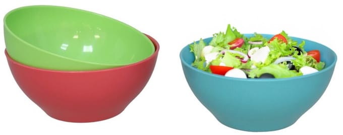 Gerimport Picknick/camping kommen/snack schaaltje - 3x stuks - multi - kunststof - herbruikbaar