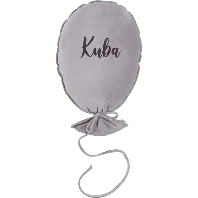 Gepersonaliseerd deluxe zilvergrijs balonikussen Malomi Kids