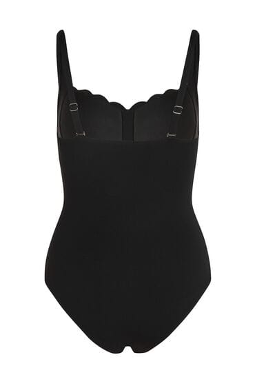 Hunkemöller Dames Badmode Badpak Shaping Scallop - Zwart - maat S