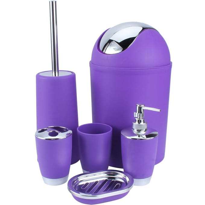 6 stuks Nieuwe Badkameraccessoire Prullenbak Zeepbakje Dispenser Beker Tandenborstelhouder zwart