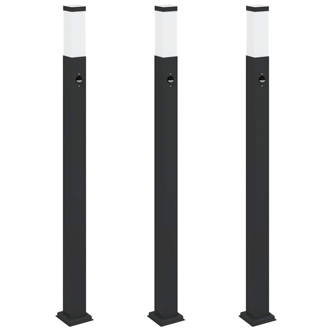 vidaXL Bolderverlichting met sensor 3 stuks 110 cm Zwart IP44