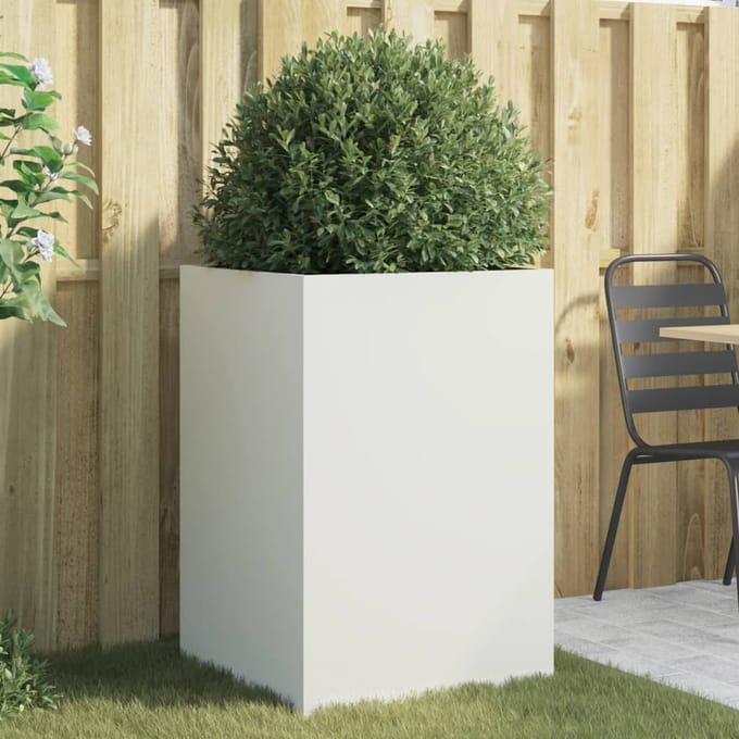 vidaXL - Plantenbak - 52x48x75 - cm - staal - wit