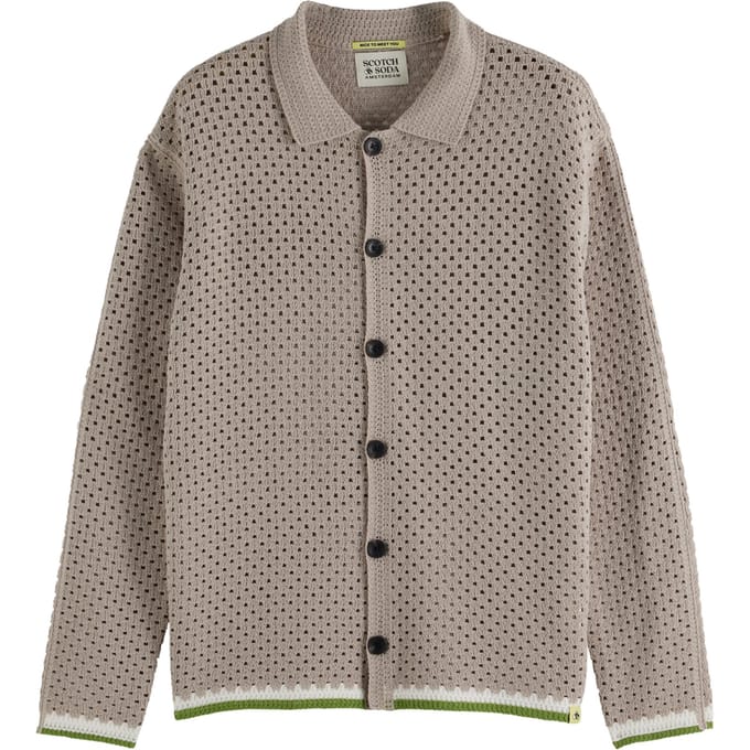 Scotch & Soda Crochet Long-sleeved Shirt Highway Grey Taglia: L | Cardigan Outlet | Uomo | Grigio