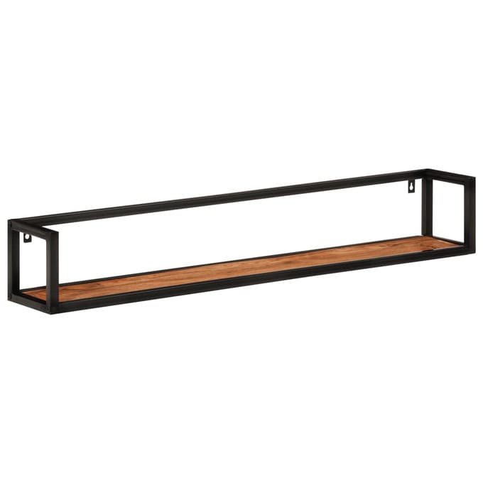 vidaXL - Wandschappen - 2 - st - 110x17x17 - cm - massief - acaciahout - en - ijzer
