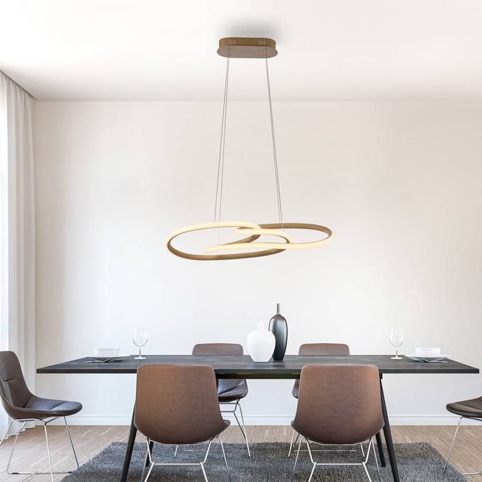 Paul Neuhaus LED hanglamp TWIST, beige, lengte 76 cm, metaal, Switchdim
