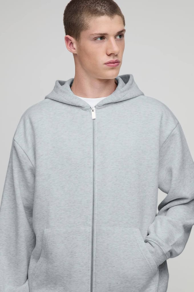 Basic oversized hoodie met ritssluiting | Grey Marl | Size Small