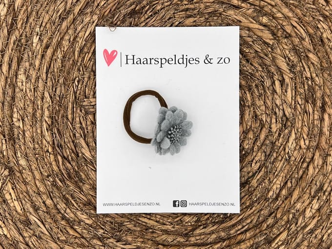 Elastiek - per stuk - hippe kleuren - met bloem - meisjes - blossem - blauw