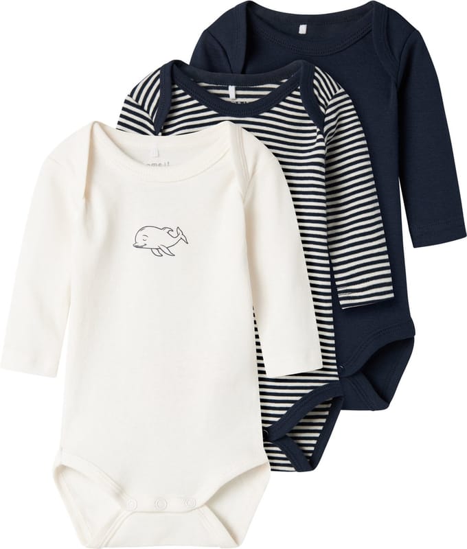 NAME IT NBNBODY 3P LS Y/D CORE 2 NOOS Unisex Rompertje - Maat 86