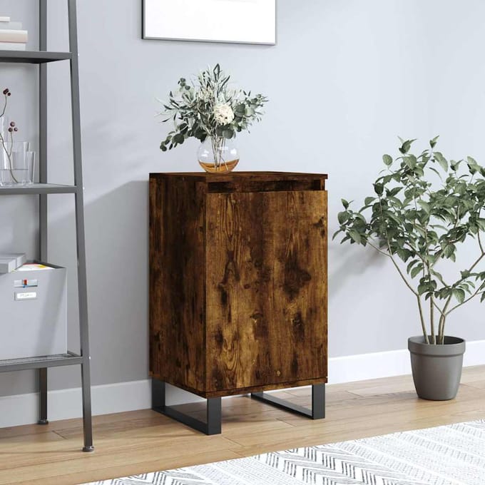 vidaXL - Dressoir - 40x35x70 - cm - bewerkt - hout - gerookt - eikenkleurig