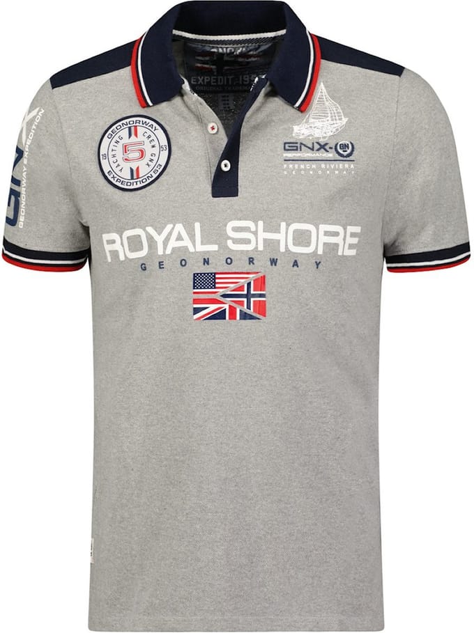 Polo Shirt Heren Grijs Geographical Norway Royal Shore - M