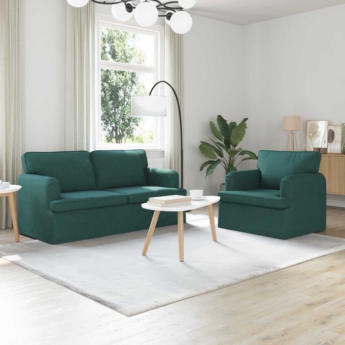 vidaXL Bankstel 2 pcs Donkergroen 162 x 80 x 85 cm Stof