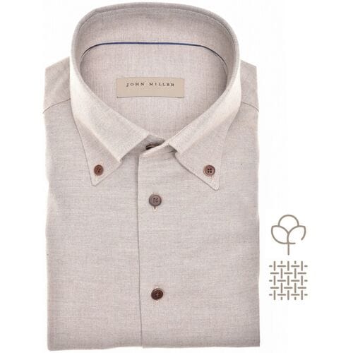 John Miller Overhemd Flanel Button-Down Licht Bruin / male