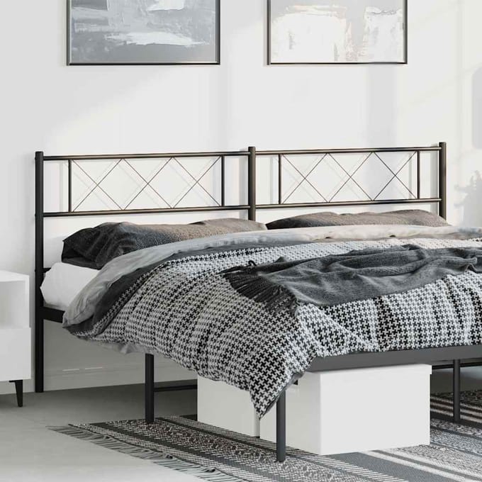 vidaXL - Vervangend - hoofdbord - 193 - cm - metaal - zwart