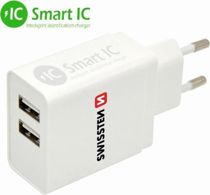 Swissten USB oplader met 2 USB Poorten - 10W - Wit