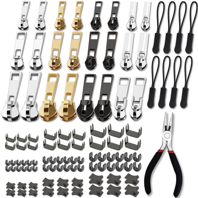 Reparatieset met ritssluiting, 105 stuks, reparatieset met ritssluiting (3 maten: #3/5/8)