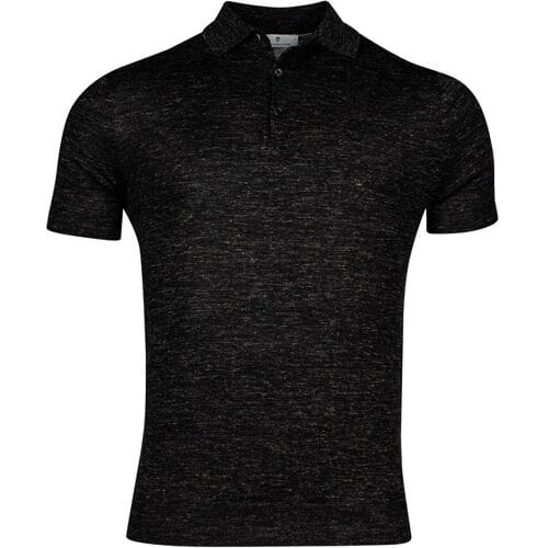 Thomas Maine Polo Pullover Short Sleeve Single Knit Merino Linnen Zijde Zwart / male