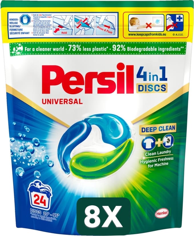 8 x Persil Wasmiddel Discs Universeel 24 stuks